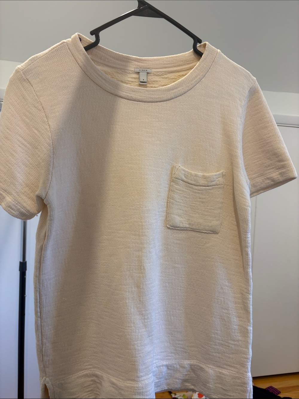 J. Crew Cream Short-Sleeve Pocket Top